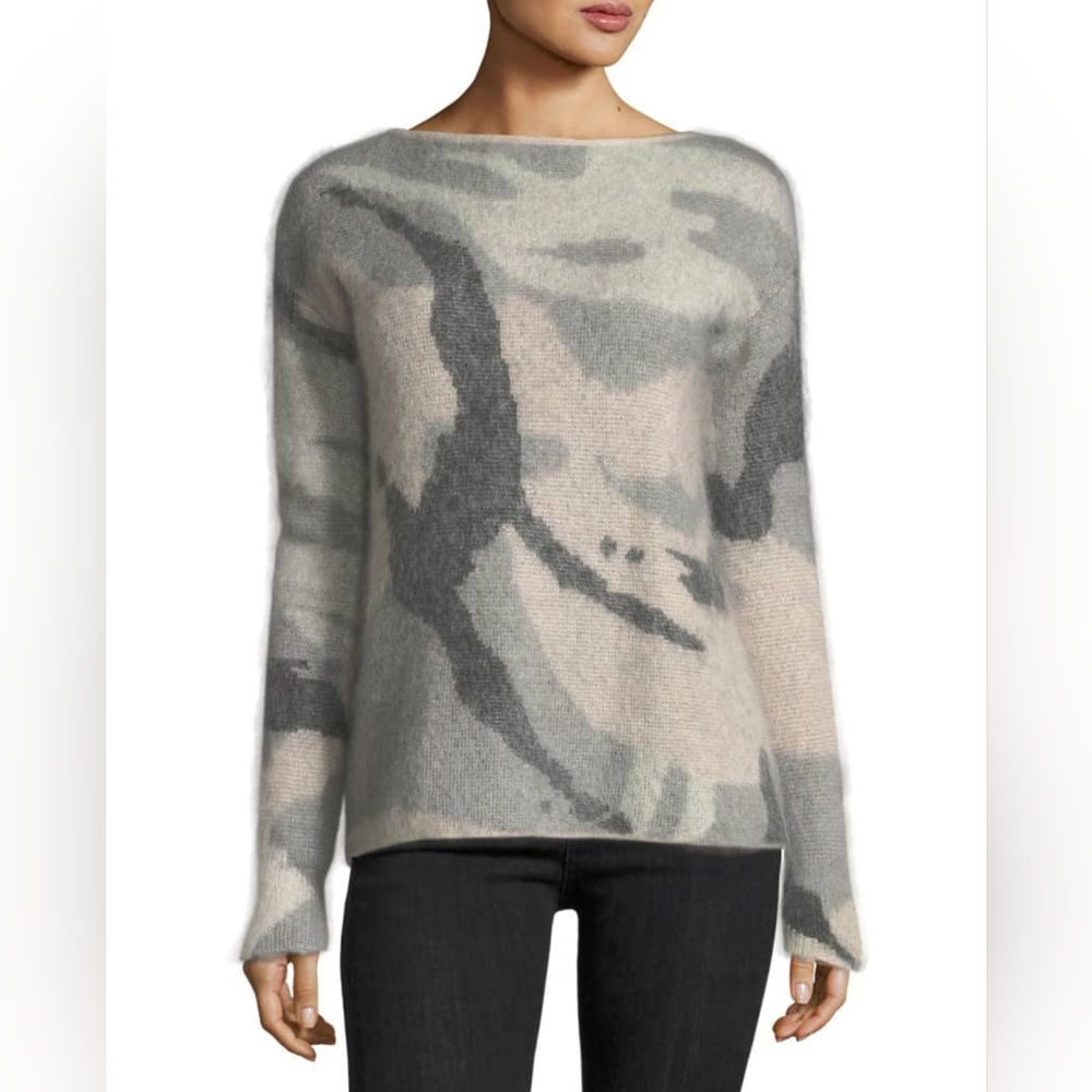 NWOT RAG & BONE Sinclair Boat-Neck Camo Wool-Blend Sweater